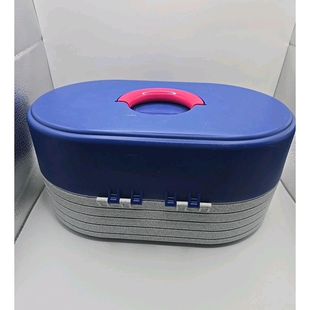 Caboodles Makeup Storage Carrying Case Vintage Original Gray And Blue Mirror GUC - Picture 2 of 10